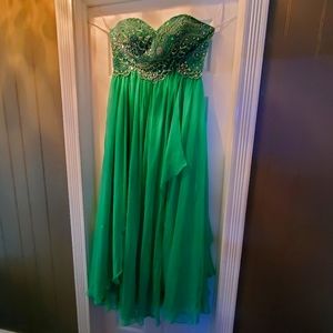 Sherri Hill Green Long Prom Dress